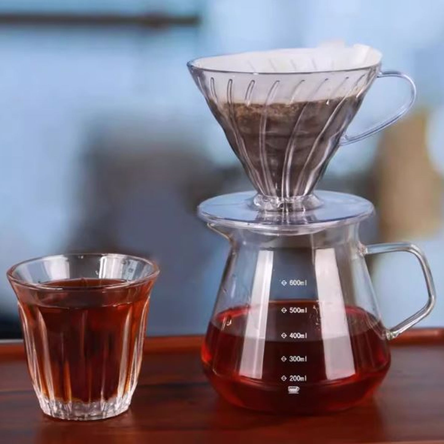 Pour Over Coffee Dripper Set with 600ml Serving Pot